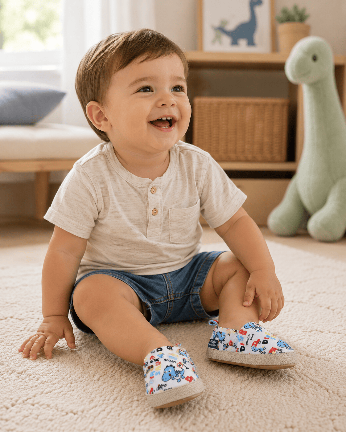 Baby Unisex Dinosaur Print Slip-On First Walker Shoes