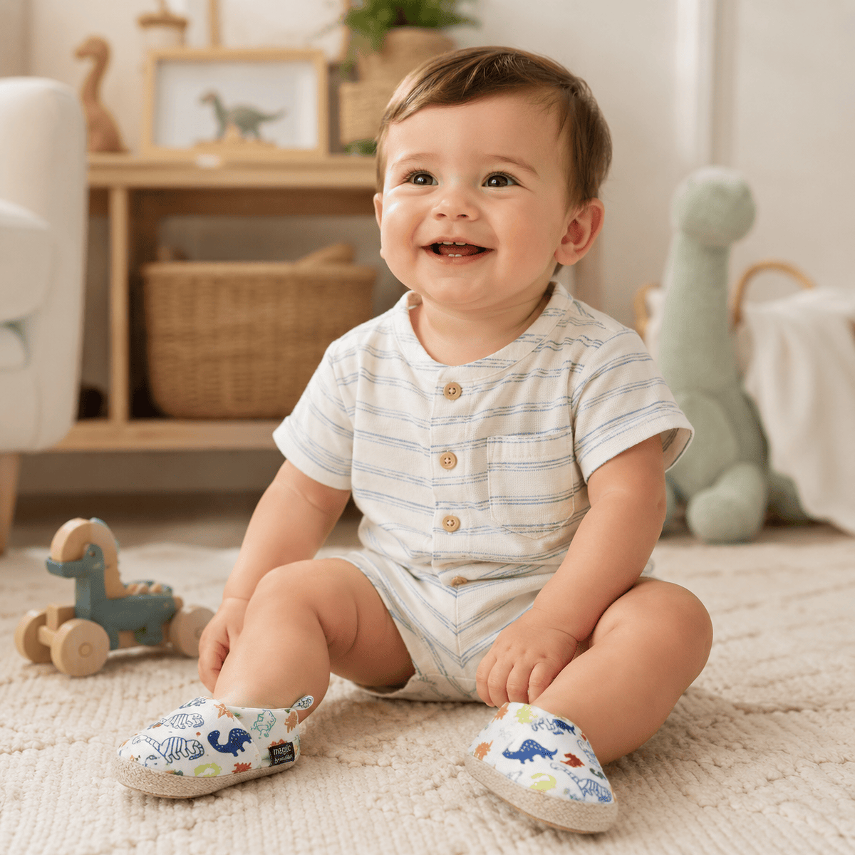 Baby Unisex Dinosaur Print Slip-On First Walker Shoes