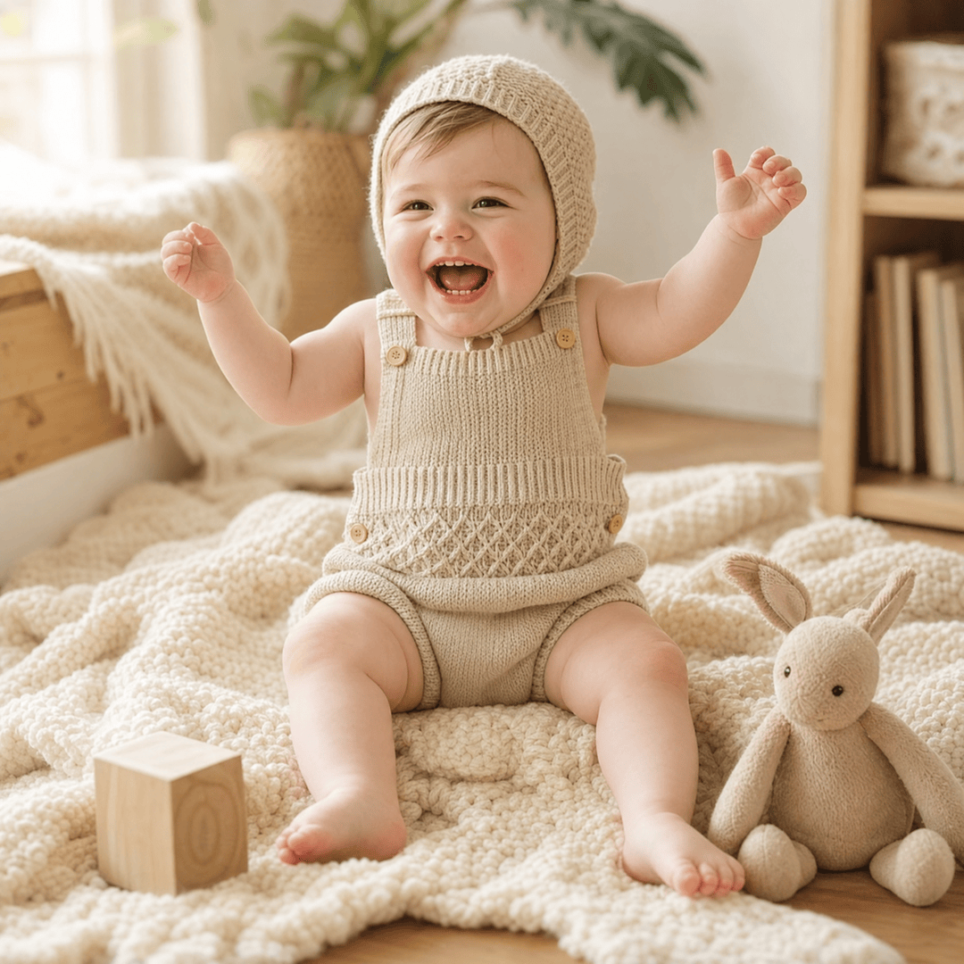 Baby Unisex Solid Knit Sleeveless Bodysuit & Hat 2-Piece Set