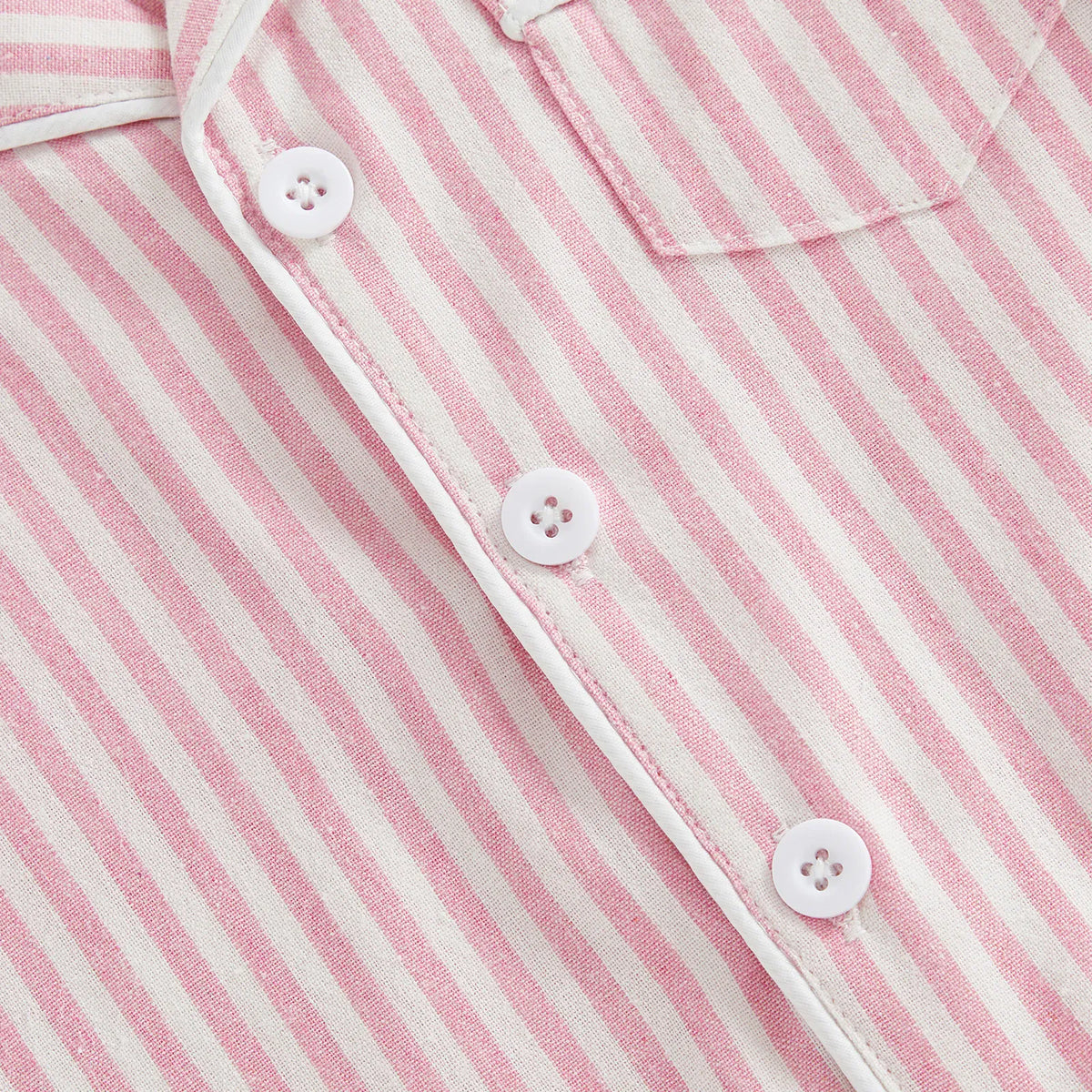 Baby Unisex Striped Button-Up Short Sleeve Pajamas Romper Sleepwear