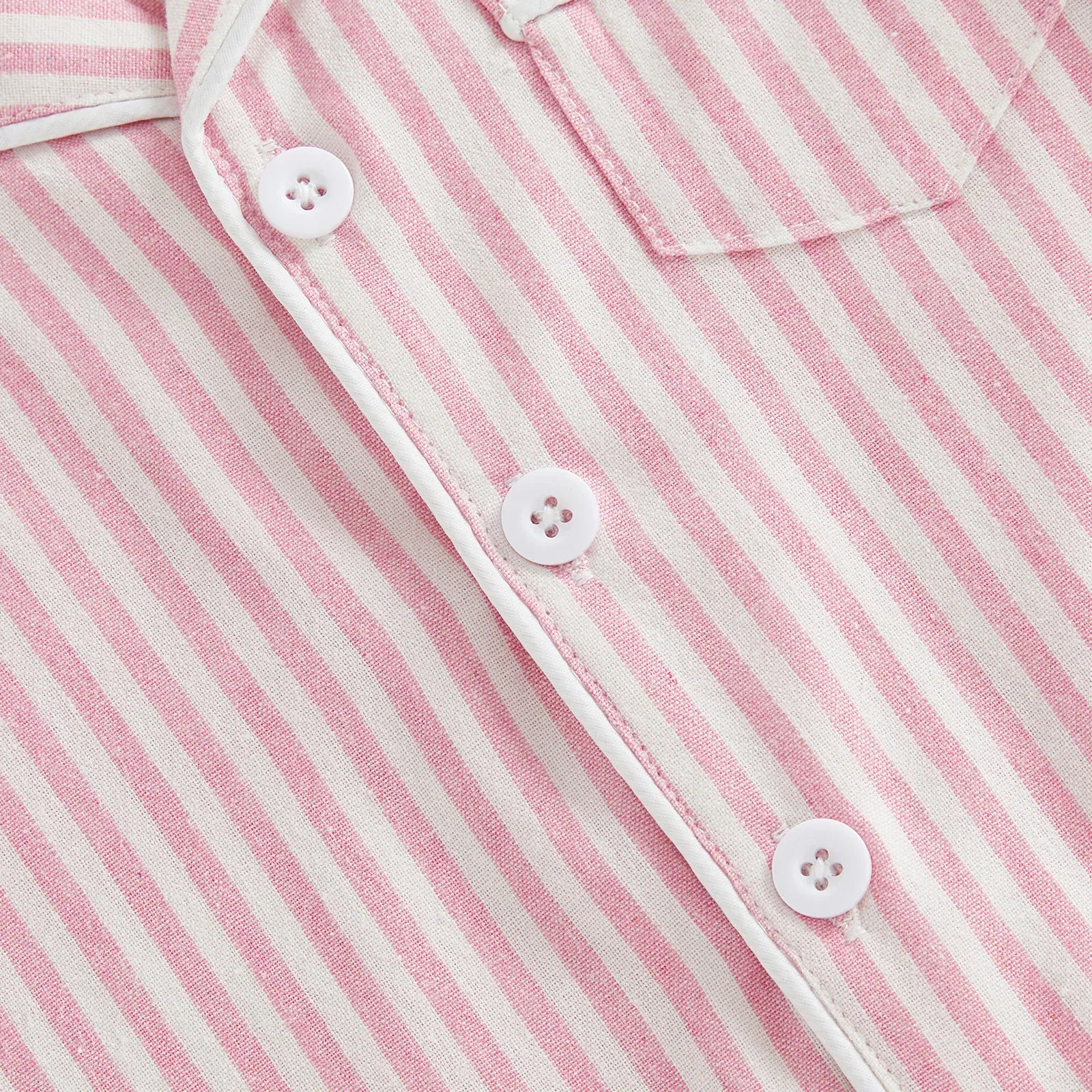 Baby Unisex Striped Button-Up Short Sleeve Pajamas Romper Sleepwear
