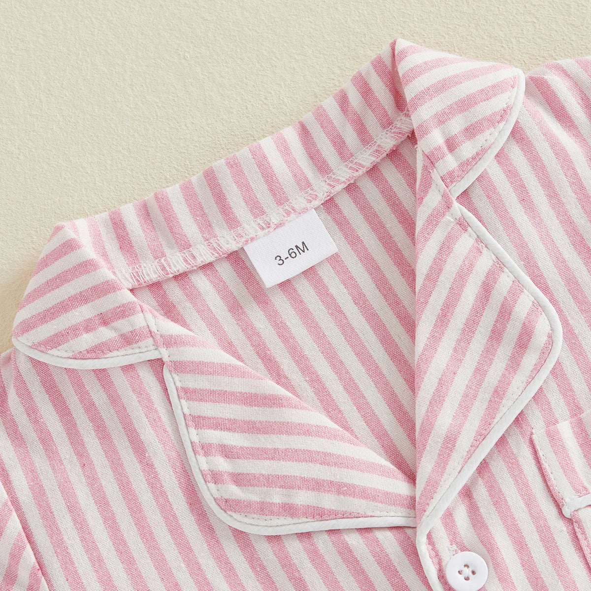 Baby Unisex Striped Button-Up Short Sleeve Pajamas Romper Sleepwear
