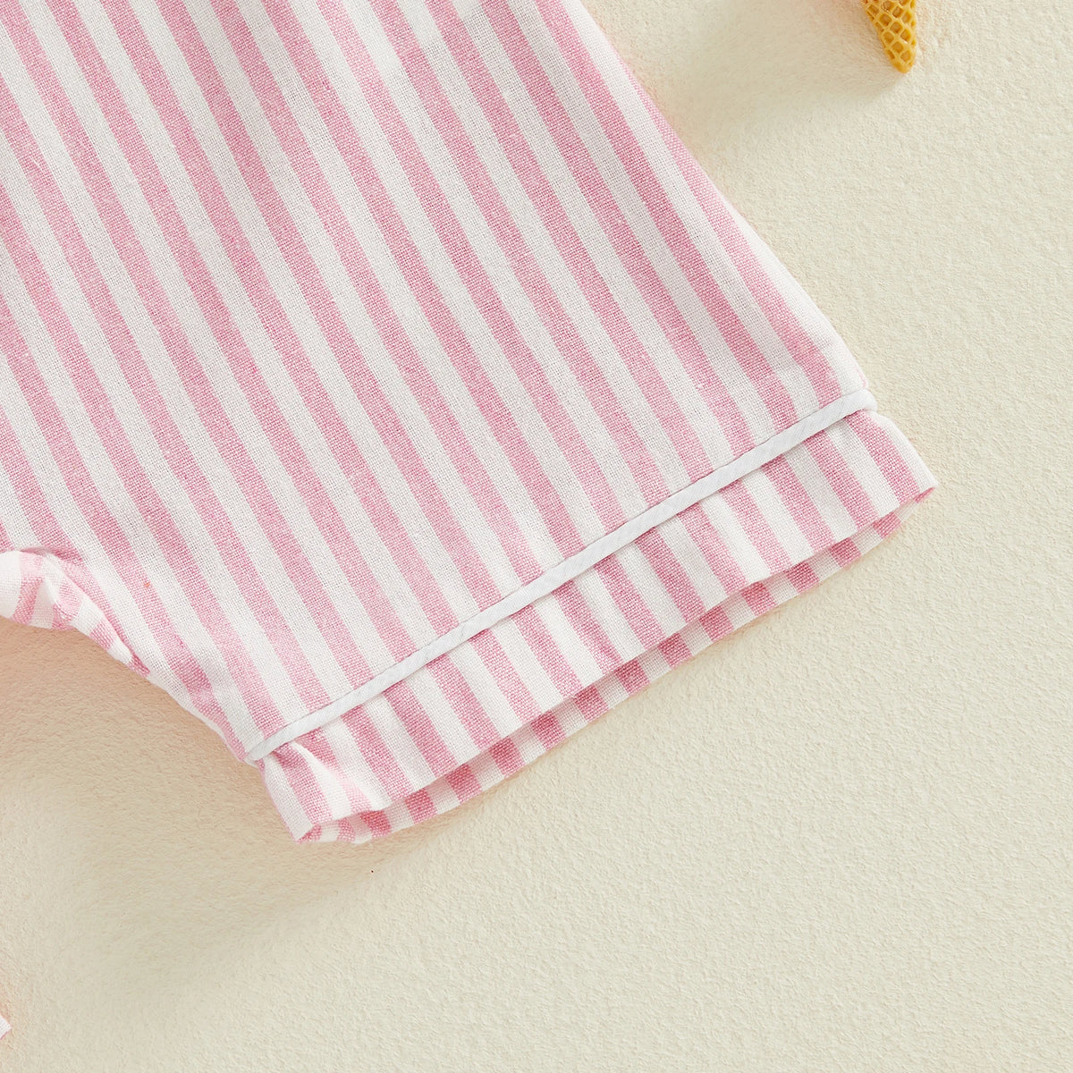 Baby Unisex Striped Button-Up Short Sleeve Pajamas Romper Sleepwear