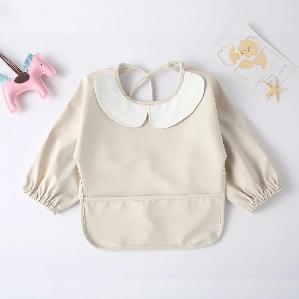 Beige / S Baby Waterproof Long Sleeve Bib