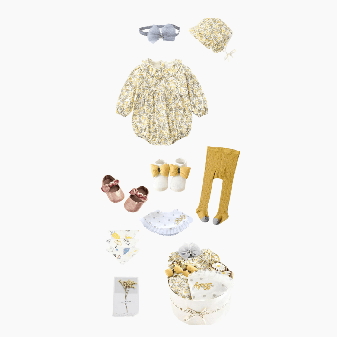 Baby &amp; Toddler Set A / 0-3M Bamboo Leaf Print Baby Gift Set
