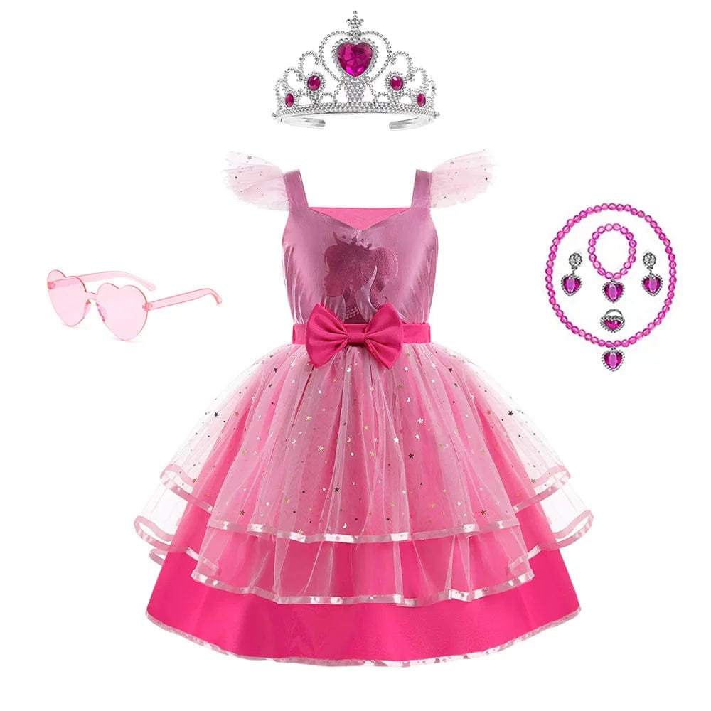 ZH234-Pink / 3-4T Barbie Bow Print Small