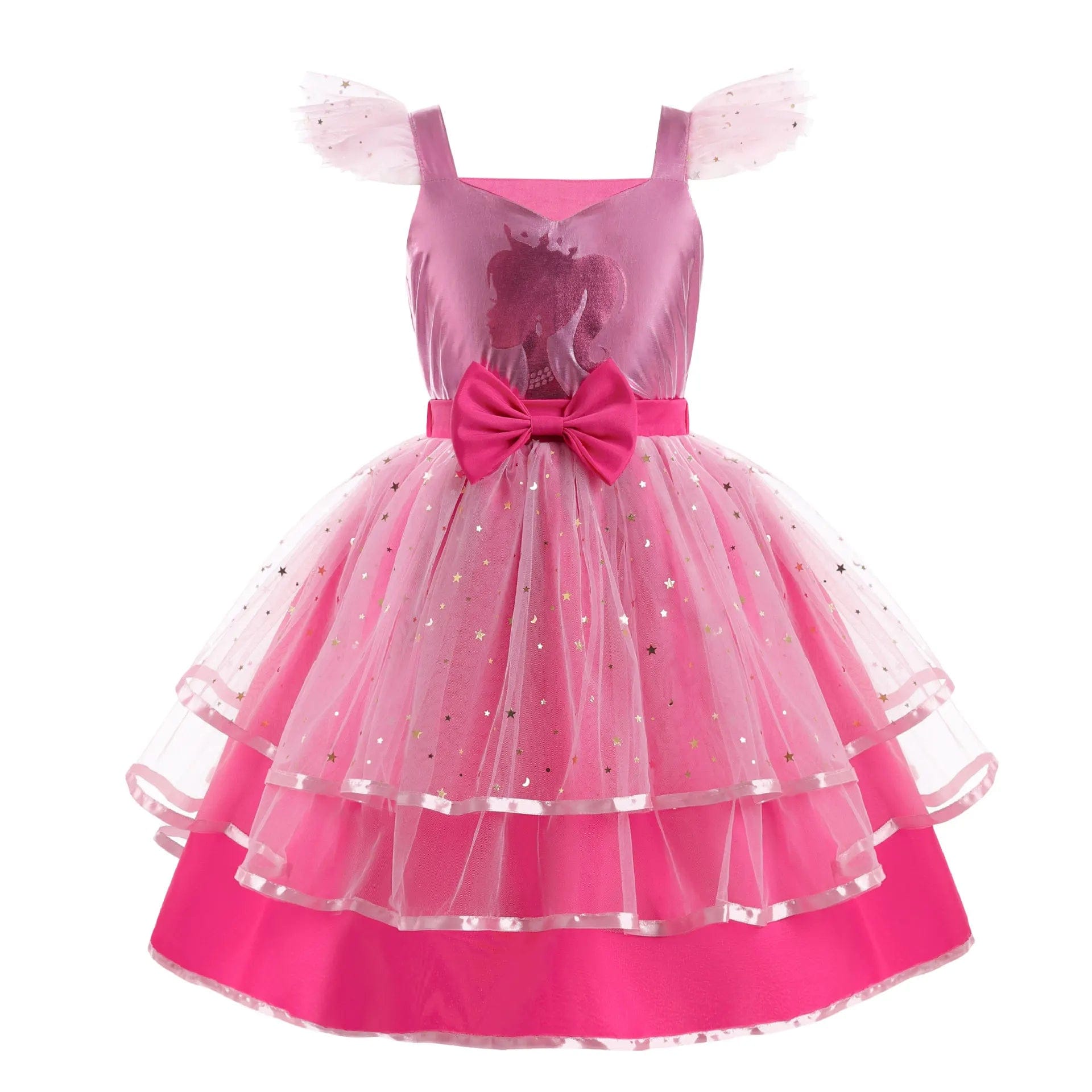 D5542-Pink / 3-4T Barbie Bow Print Small