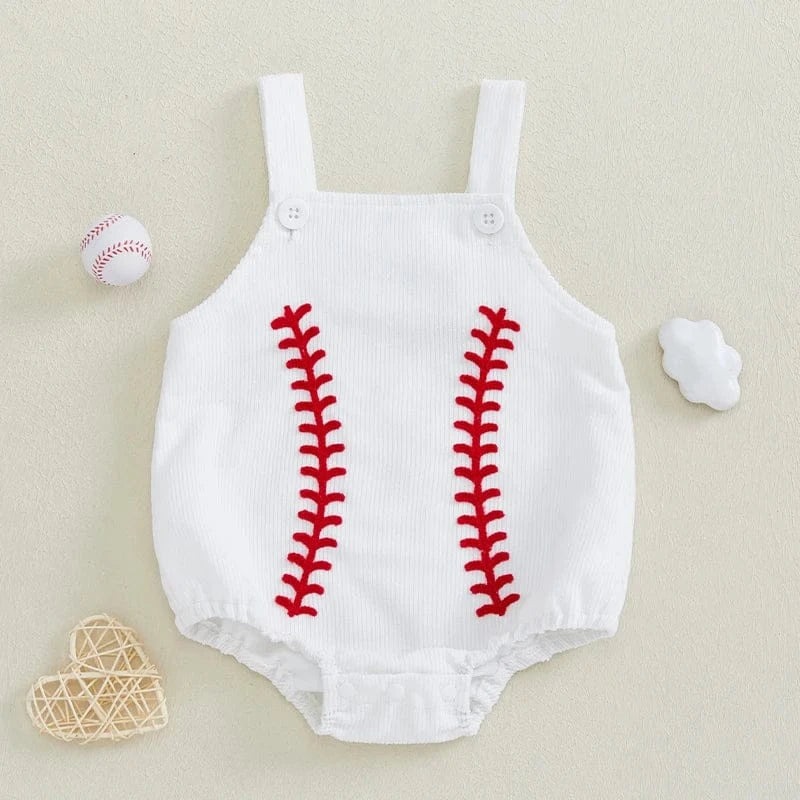 0-3M Baseball Inspired Baby Sleeveless Romper