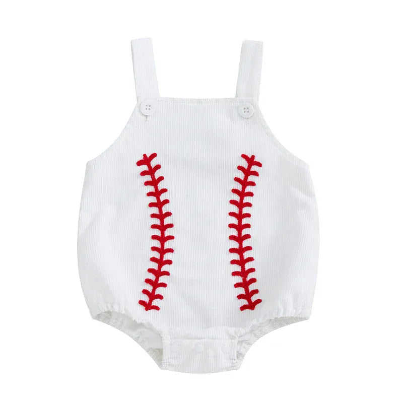 Baseball Inspired Baby Sleeveless Romper