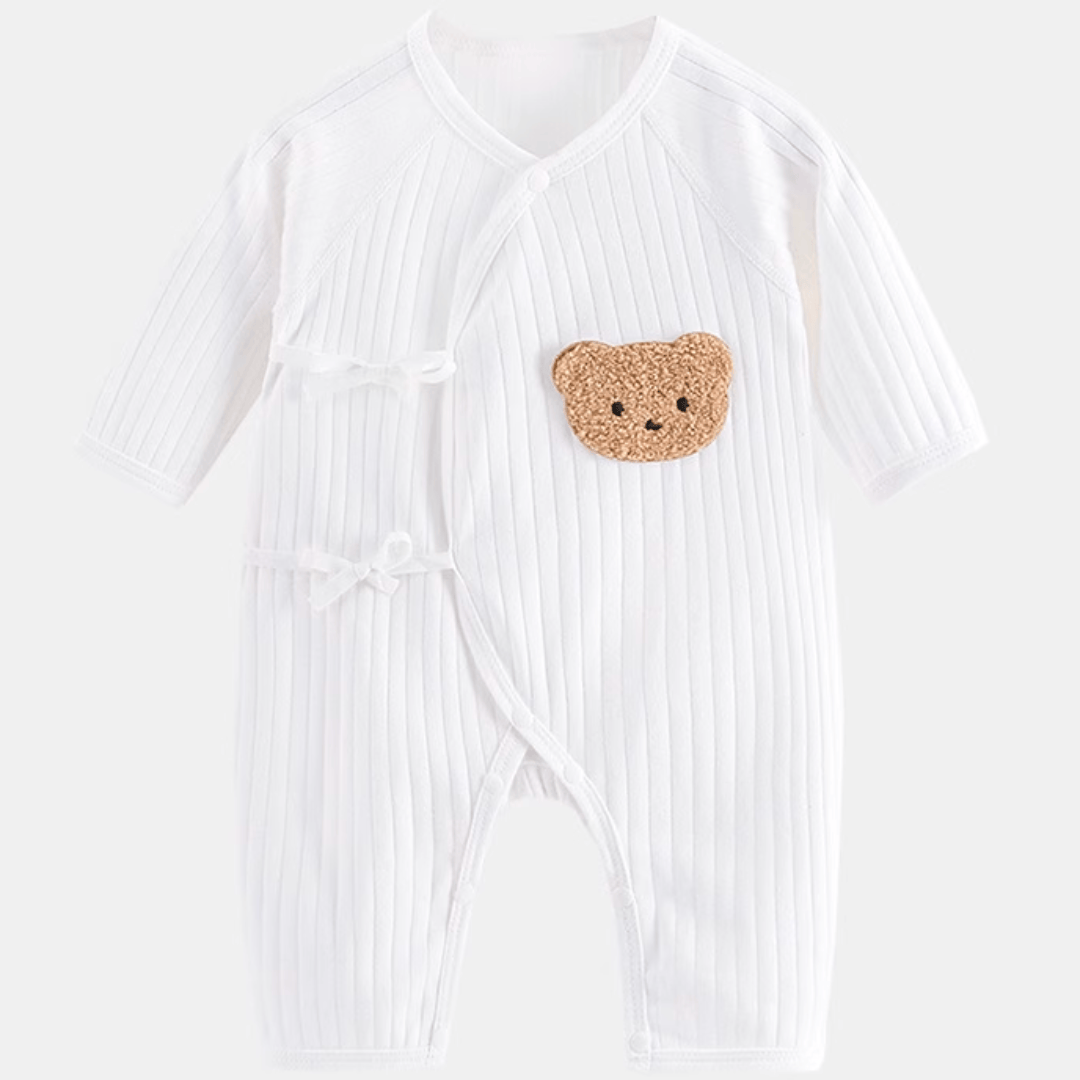 White / 0-1M Bear Baby Romper