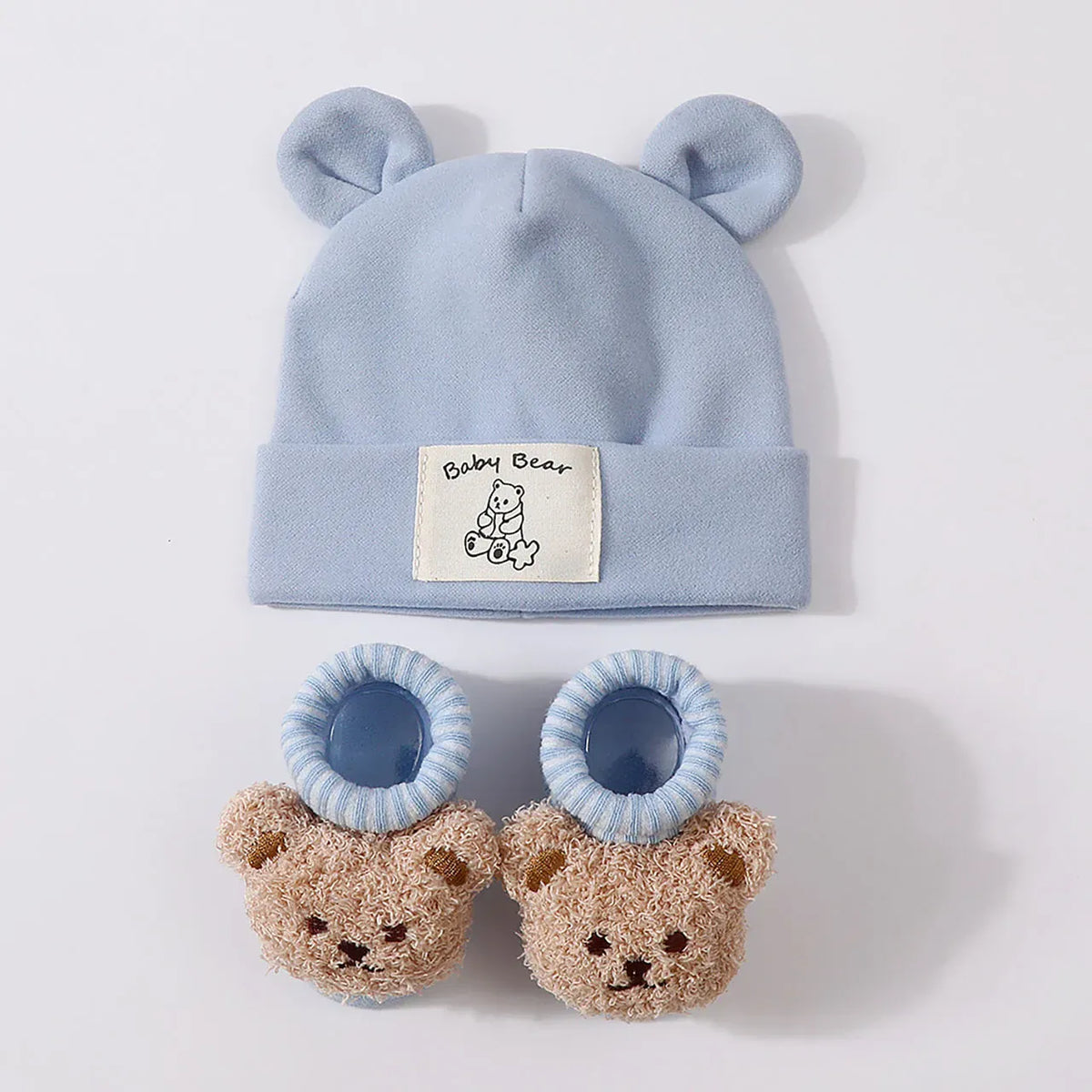 Blue / 0-1T Bear Ear Beanie &amp; Knit Sock Set