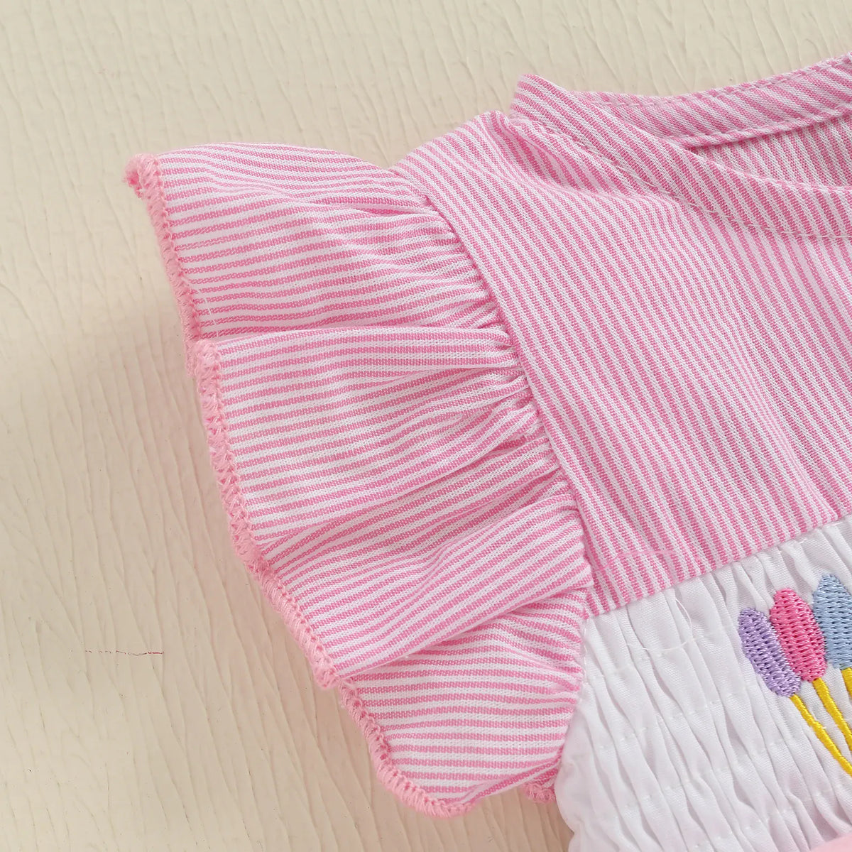 Birthday Girl Embroidered Fly Sleeve Romper