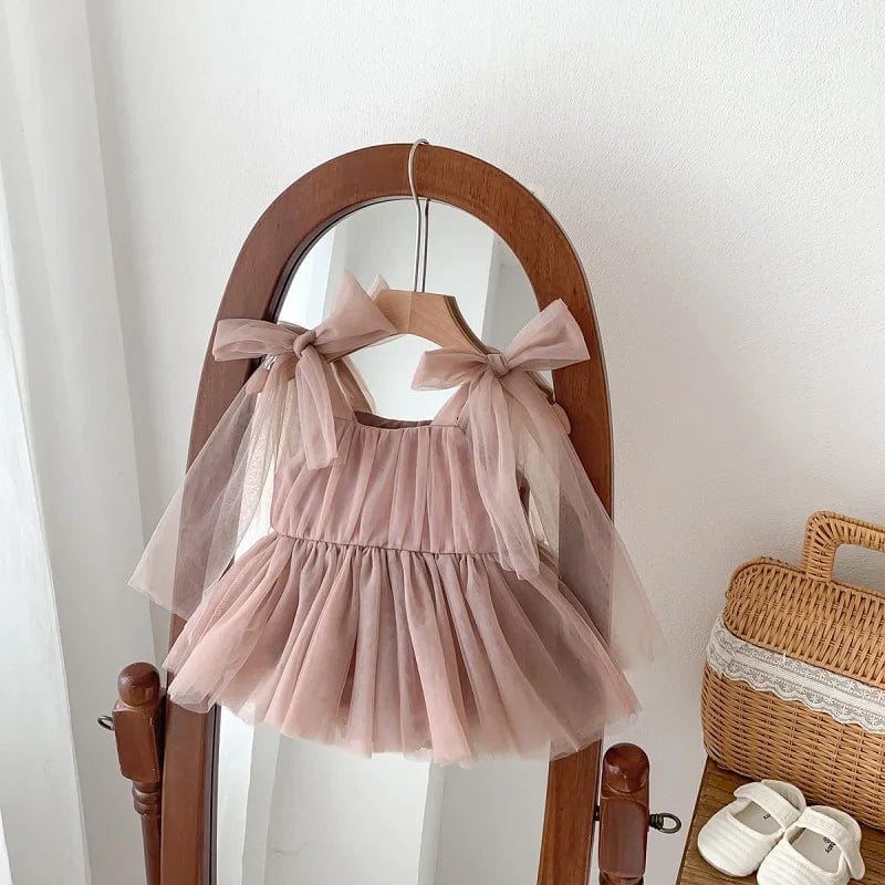 newborn tulle dress Baby Girl with Bow, Pink / 18-24M wrinkleresistant Grey Dresses | Gray Soft bridal tulle and Silk Satin Colors:Teal 871