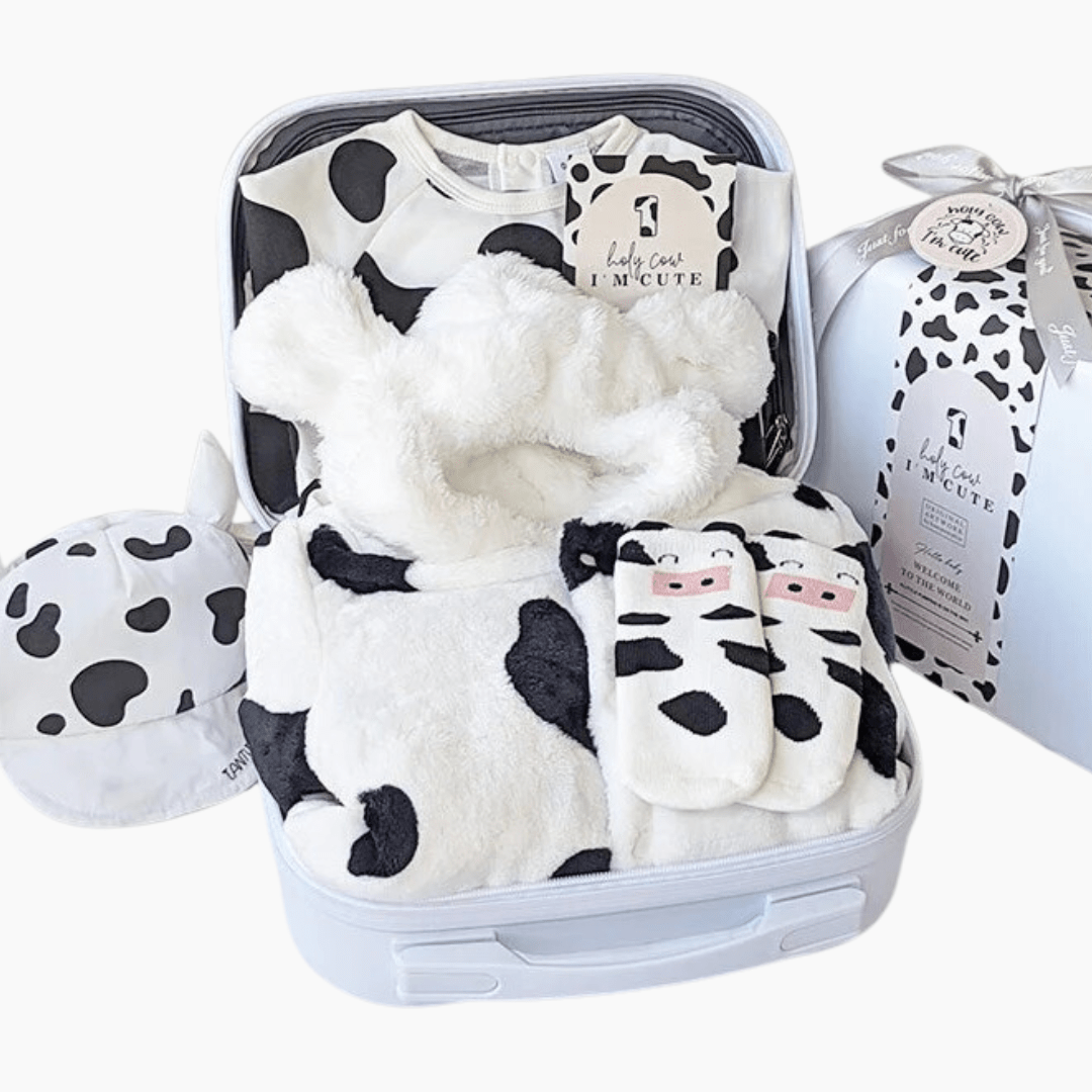 Gift Set Black and White Cow Print Baby Gift Set
