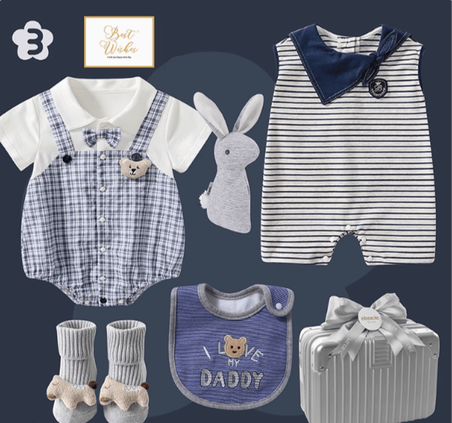 C / 0-3M Blue Plaid Baby Boy Gentleman Gift Set