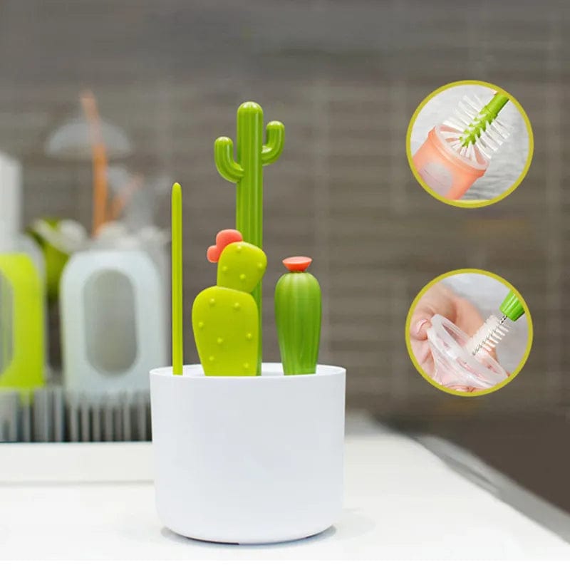4-in-1 Cartoon Cactus Baby Bottle Cleaning Brush Set