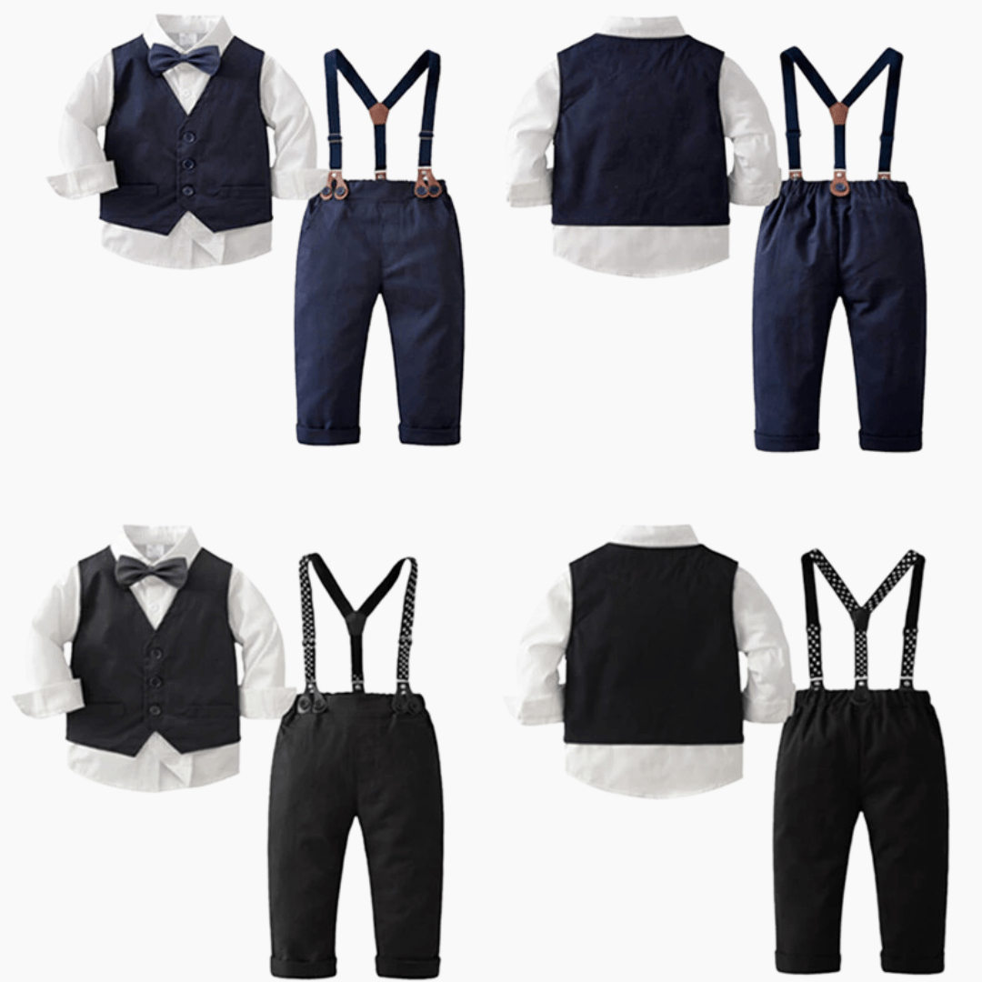 Boy Suspender Shorts- Blue - Tiny Tots Kids