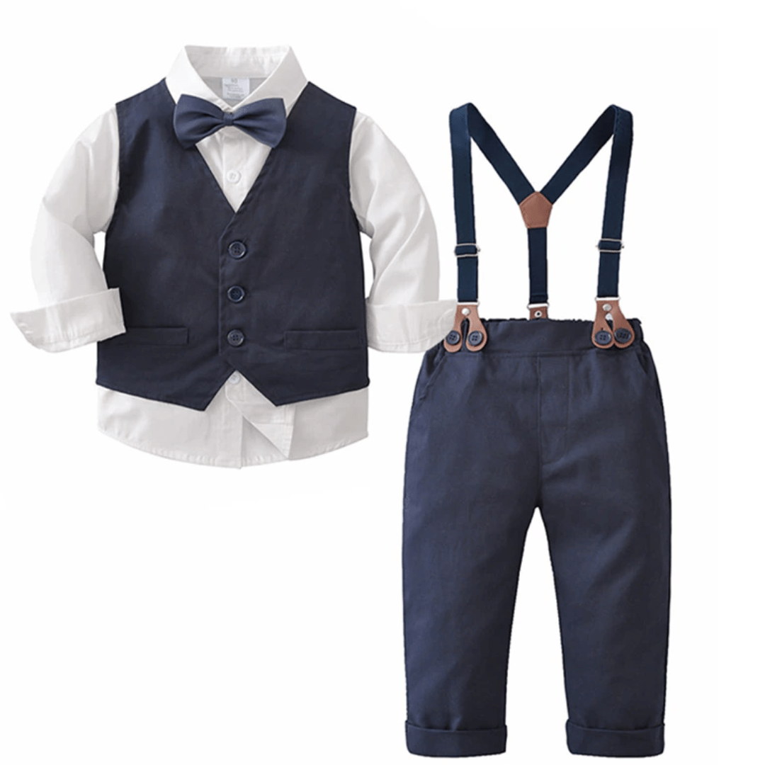 Ready Stock Baby Boys Clothing Set Spring Blue Shirt Jeans Pant Suspender  Suits Gentleman Outfit Toddler Birthday Party Formal Suit | Shopee Malaysia