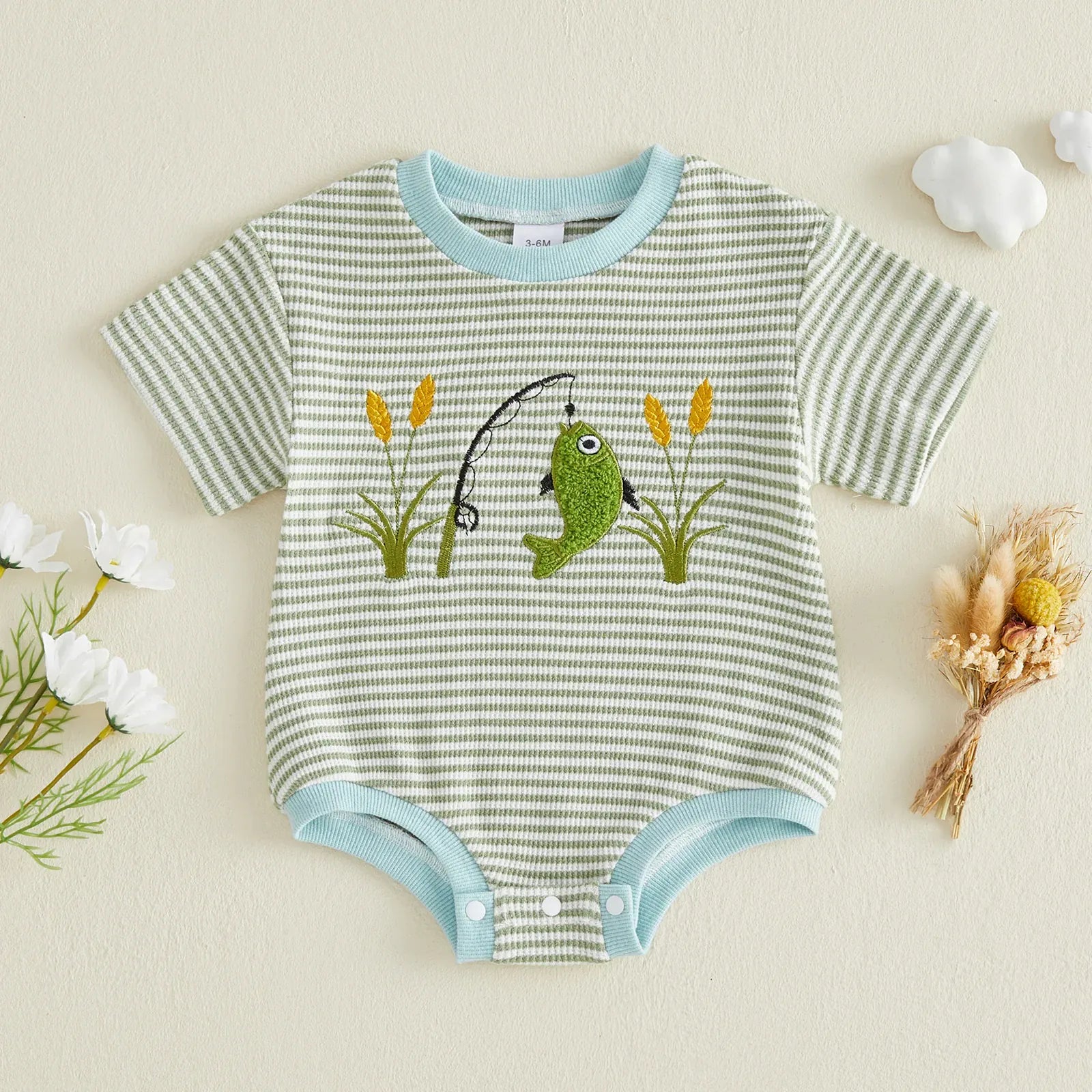 Boy Bodysuit Short Sleeve Fish