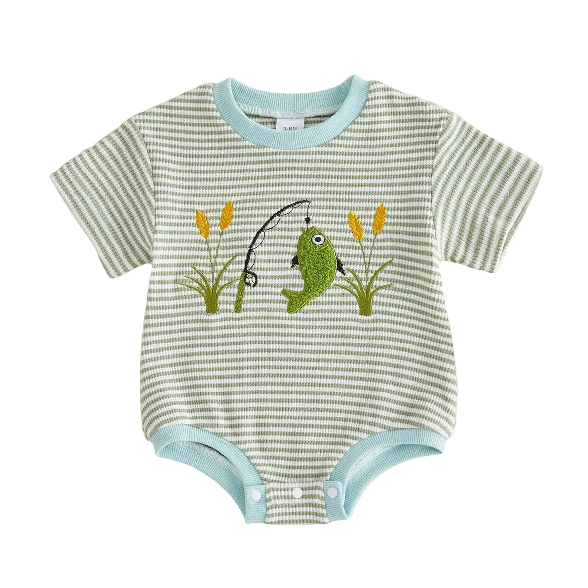 A / 0-3M Boy Bodysuit Short Sleeve Fish