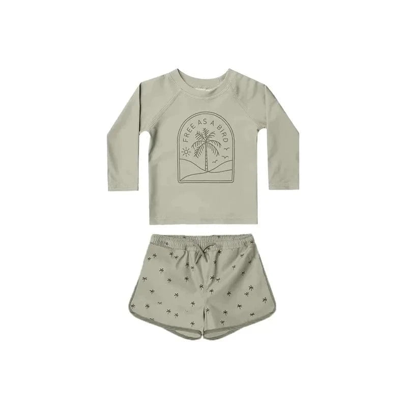 Boy's Clothing Boys Long Sleeve Rash Guard Swimsuit Set with Hat