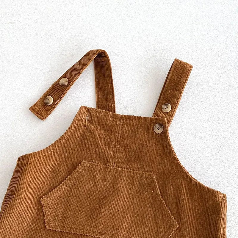 Brown Corduroy Overalls with Checkered Shirt