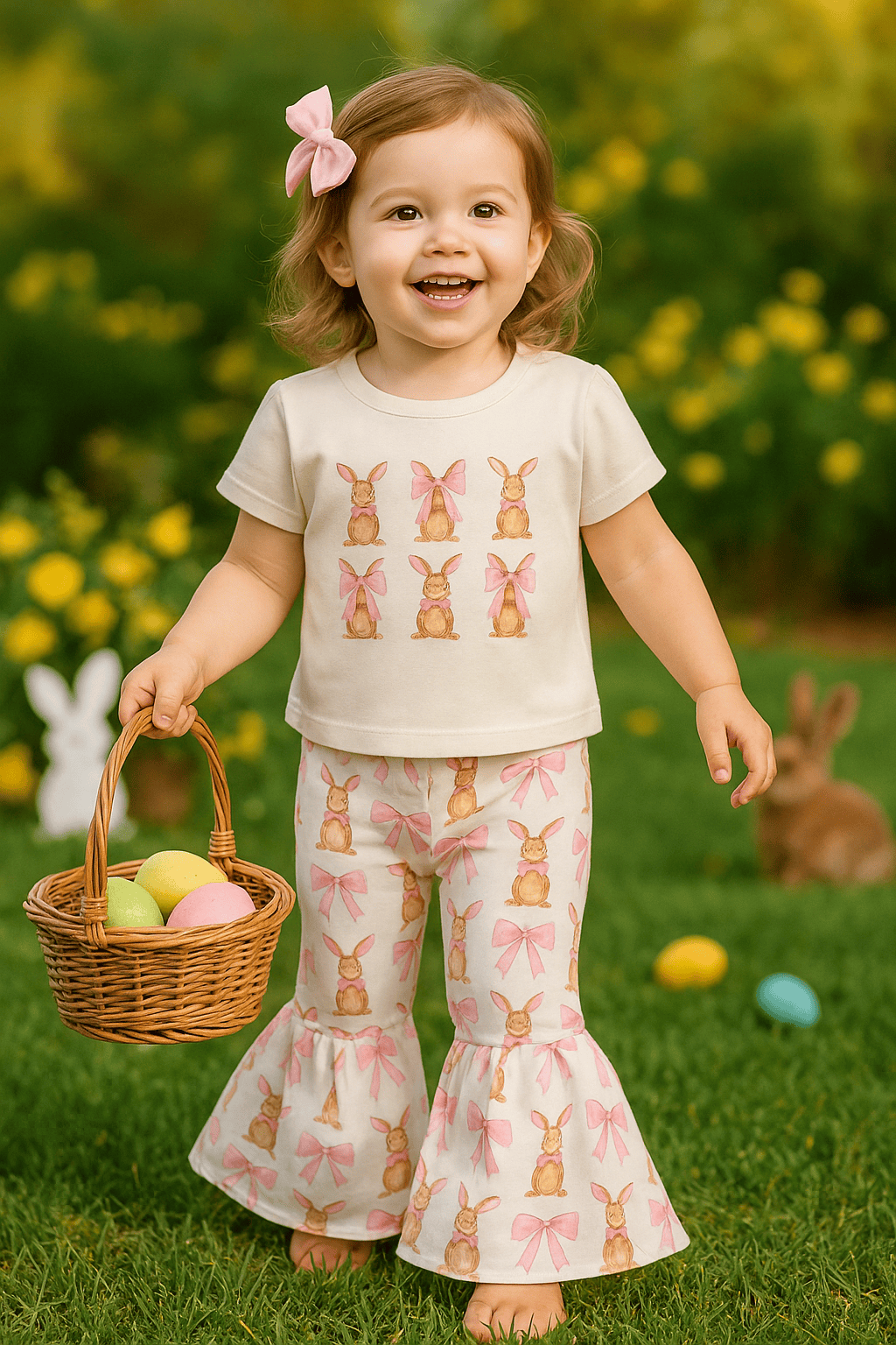 Bunny and Bow T-Shirt and Flare Pants