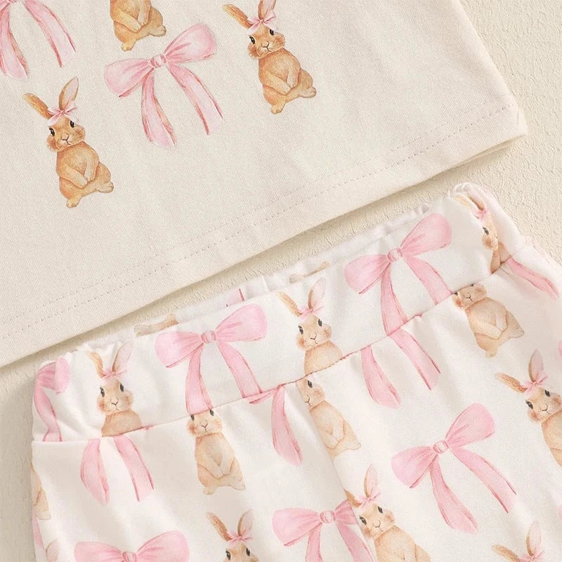 Bunny and Bow T-Shirt and Flare Pants