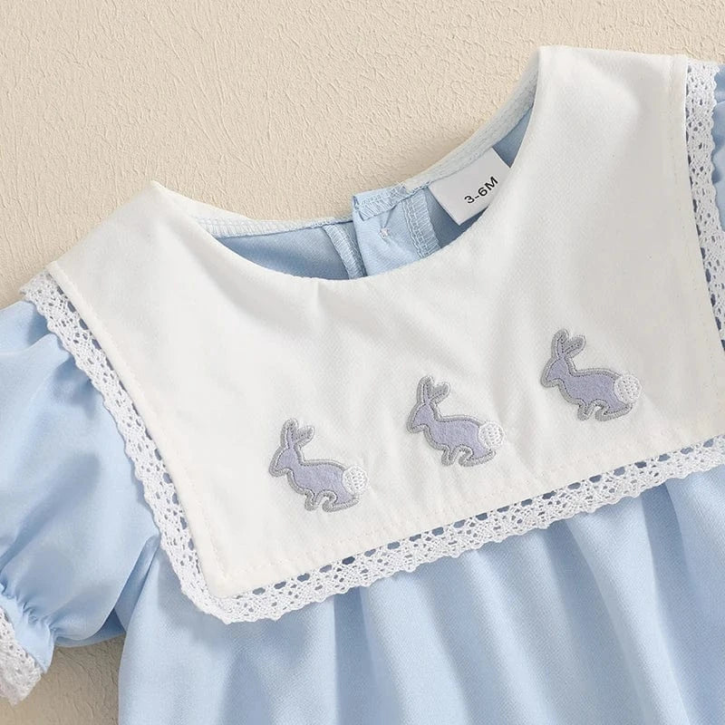 Bunny Embroidery Short Sleeve Bodysuit
