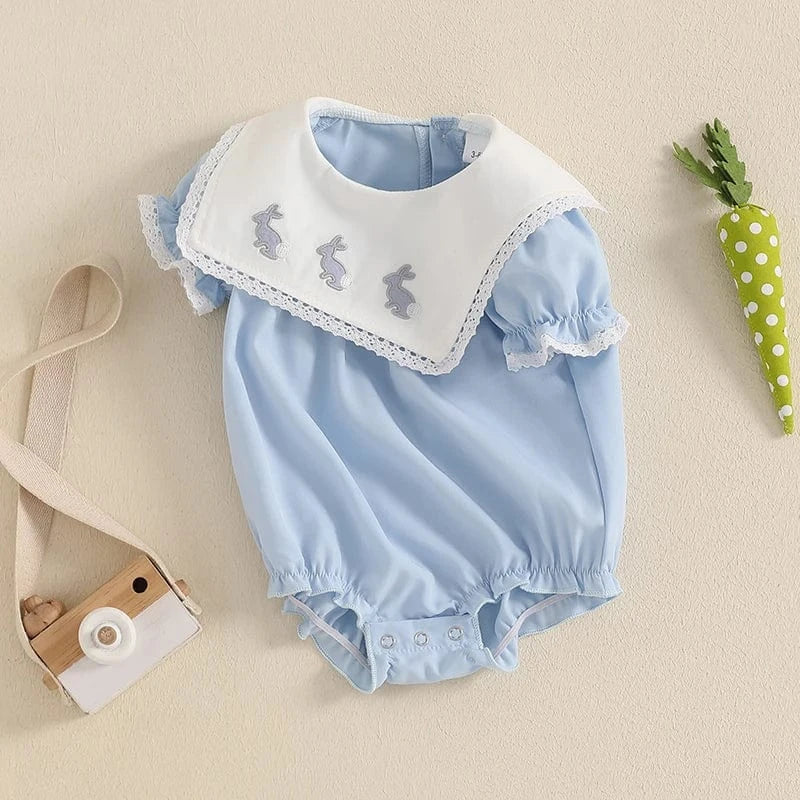 Bunny Embroidery Short Sleeve Bodysuit