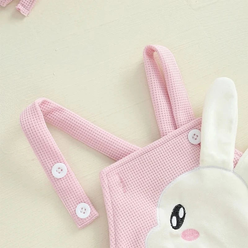Bunny Embroidery Sleeveless Romper with Hat