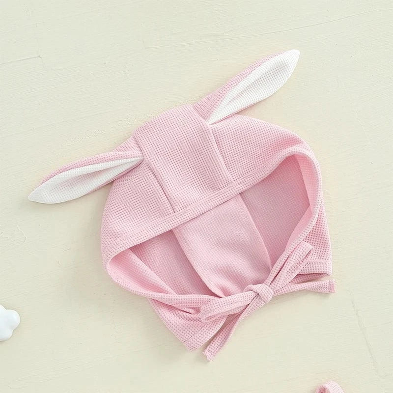 Bunny Embroidery Sleeveless Romper with Hat