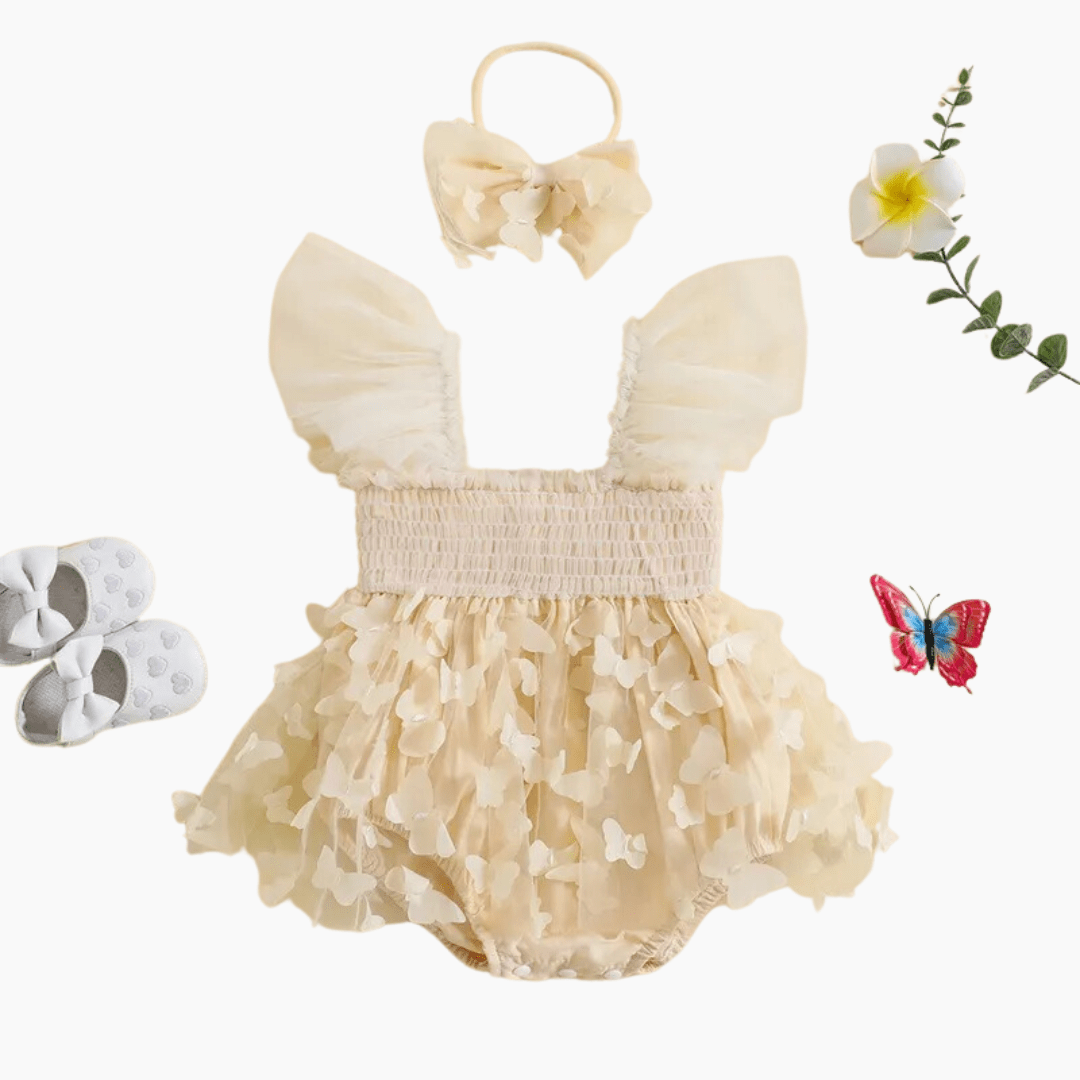 Butterfly Romper Dress with Headband