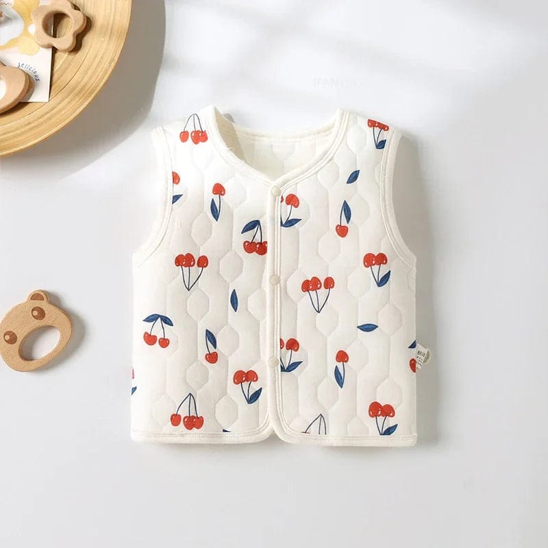 Cherry / 6M Button Front Sleeveless Vest