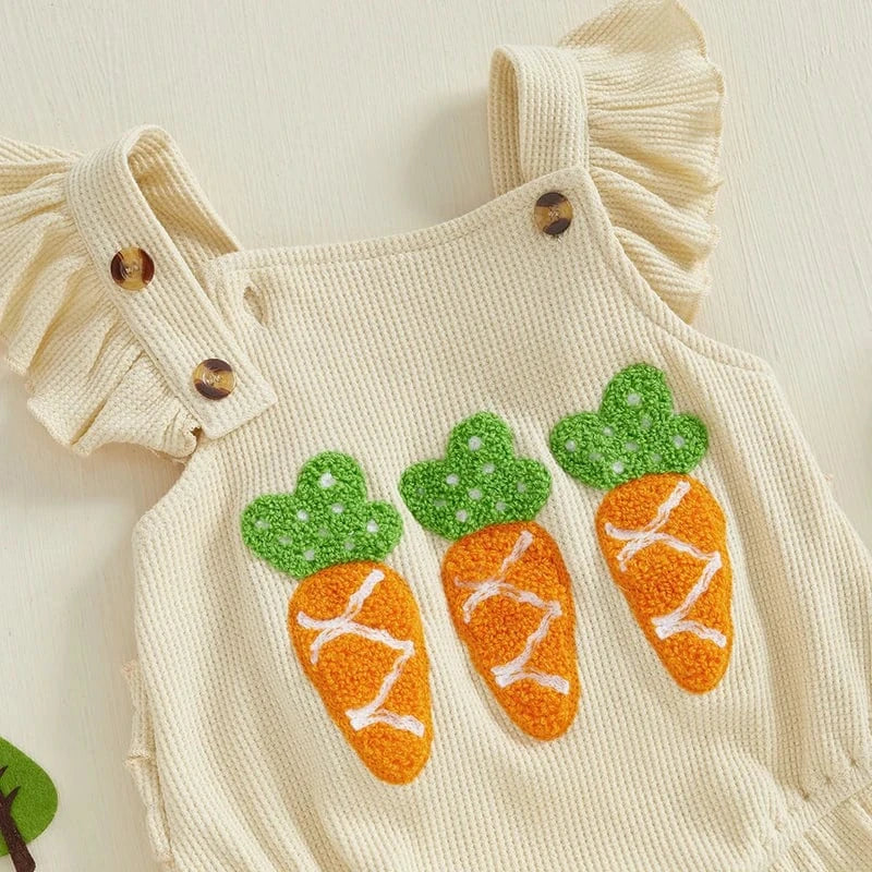 Carrot Embroidery Jumpsuit with Headband
