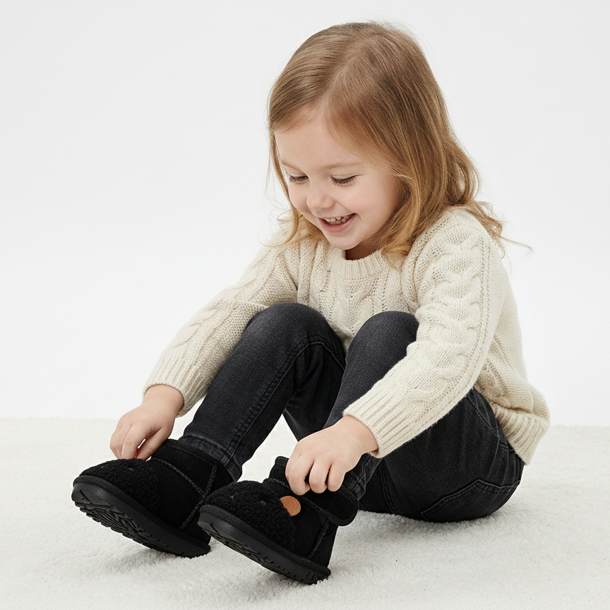 Cartoon Animal Leather & Plush Snow Boots