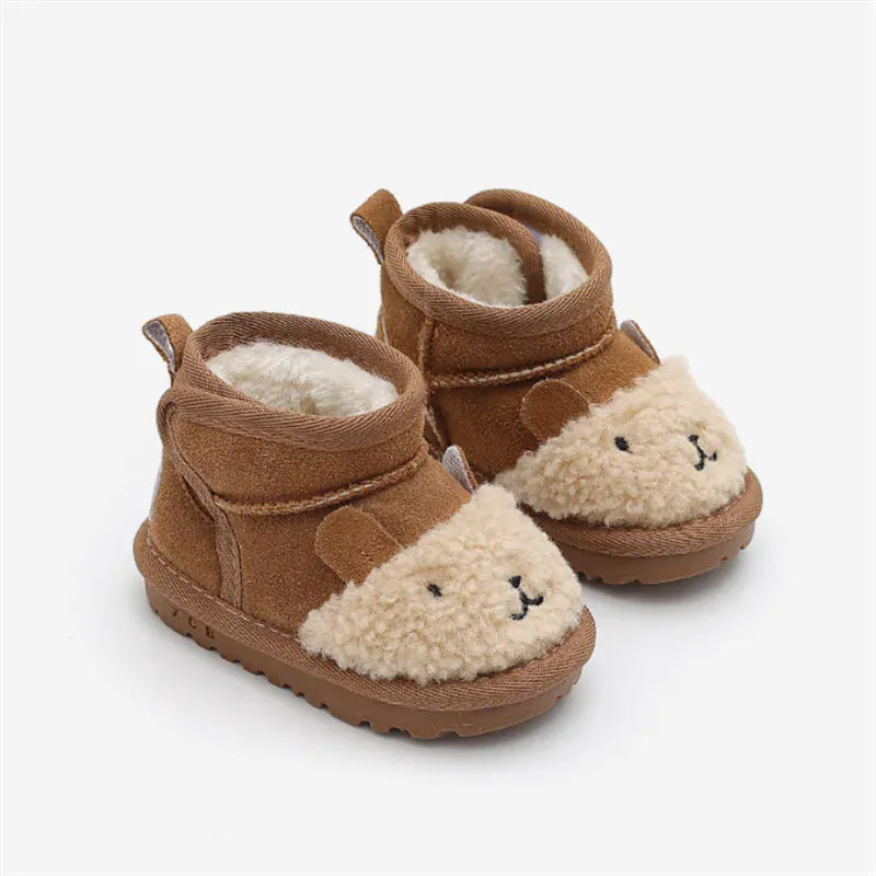 Cartoon Animal Leather & Plush Snow Boots