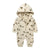 Khaki / 9M Cartoon Print Hooded Baby Onesie