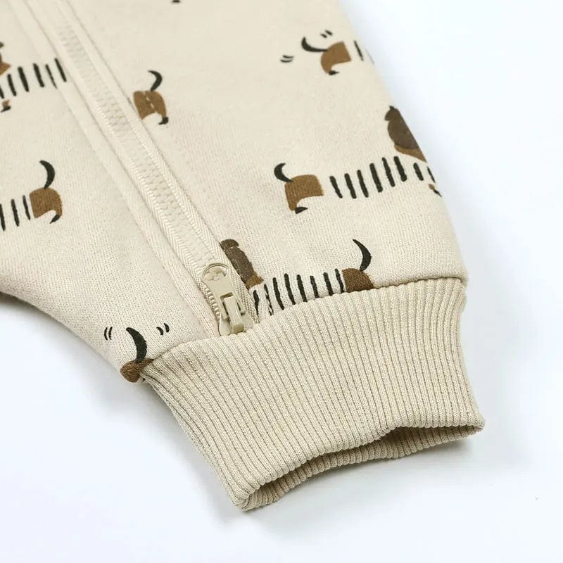 Cartoon Print Hooded Baby Onesie