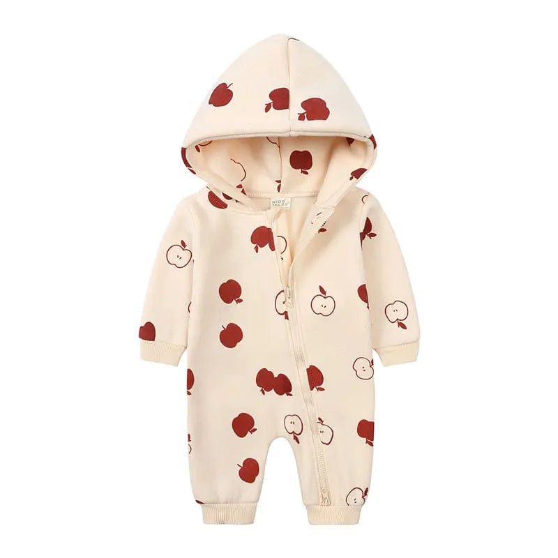 Pink / 24M Cartoon Print Hooded Baby Onesie