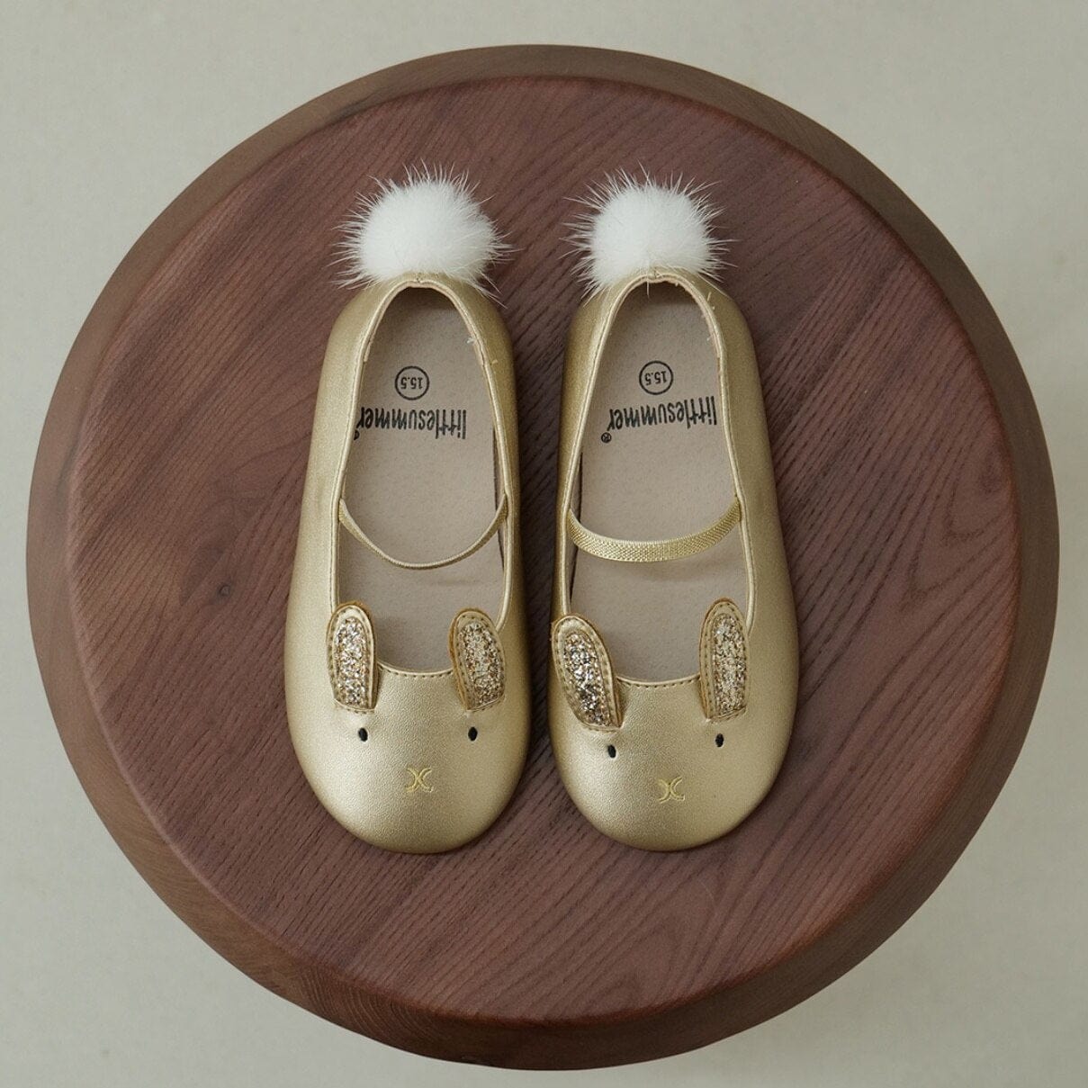 Gold / Inner length 15cm Cartoon Rabbit Baby Girls Ballet Shoes