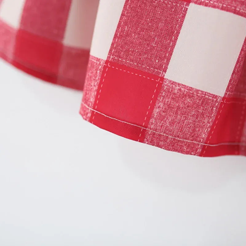 Checkered Dress with Lace Collar