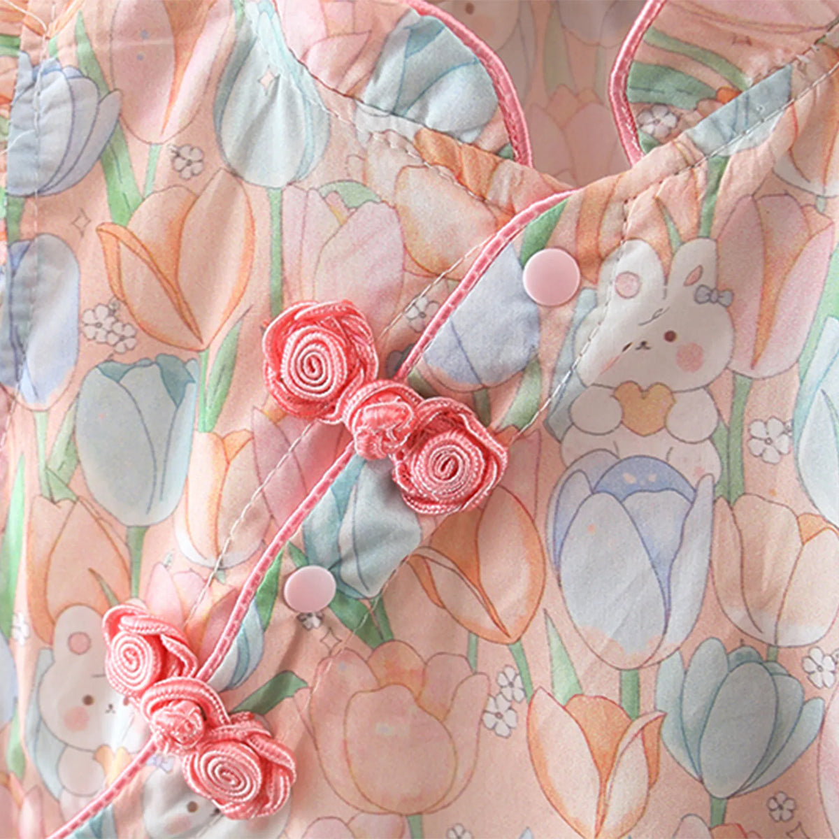 Chinese Style Floral Qipao Romper & Bonnet Set