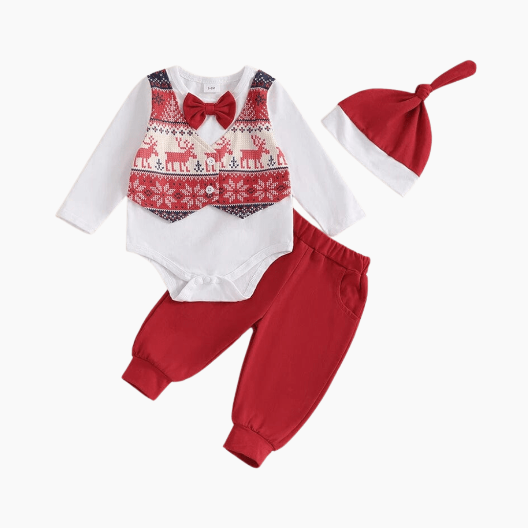 Christmas Deer Print Romper Set