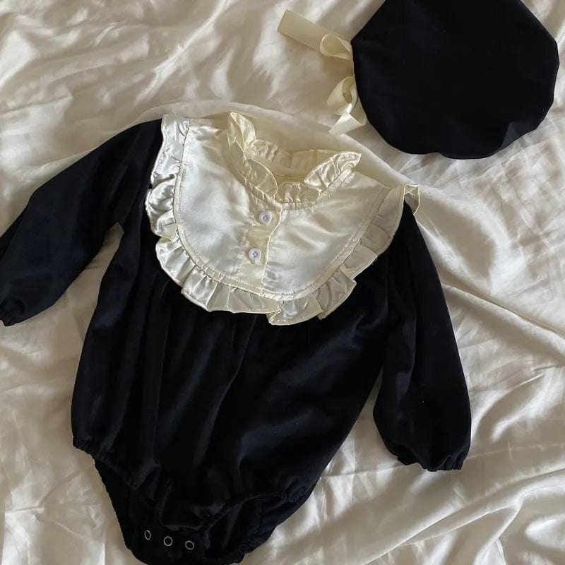 black / 6M Christmas Long Sleeve Romper With Cap