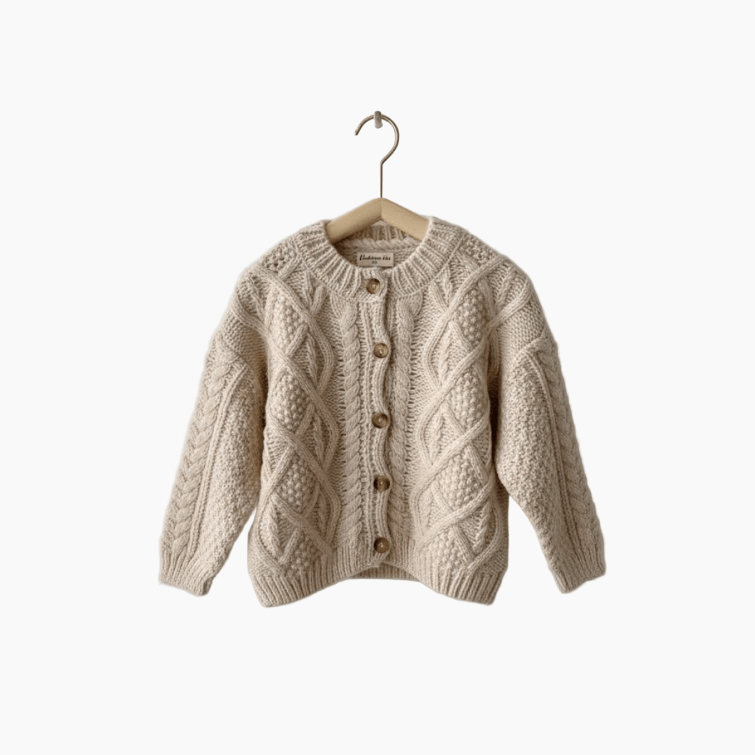 Cream Beige / 9M-12M Chunky Knit Kids Cardigan