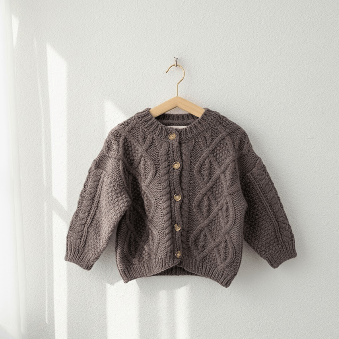 Charcoal Gray / 9M-12M Chunky Knit Kids Cardigan