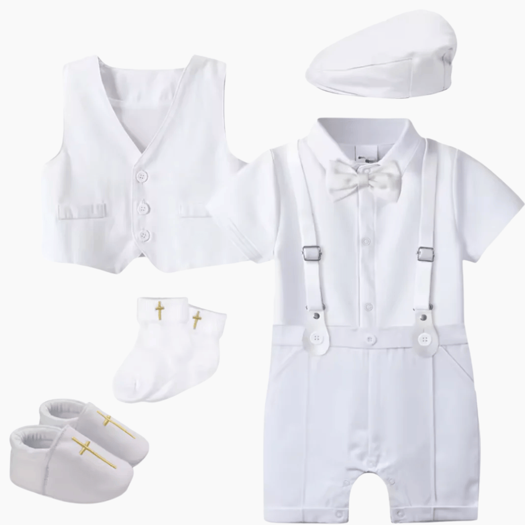 Classic White Baby Boy Christening Set