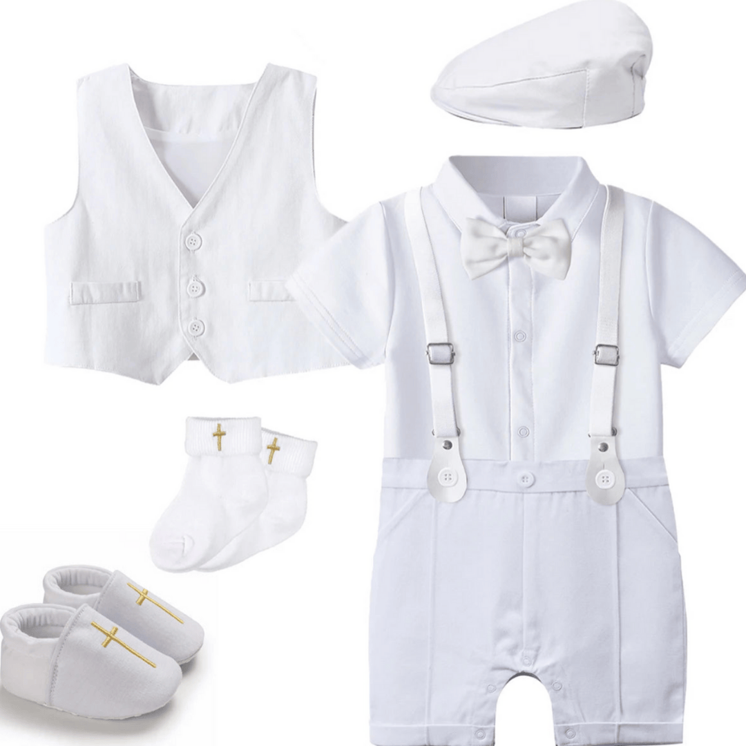 Classic White Baby Boy Christening Set