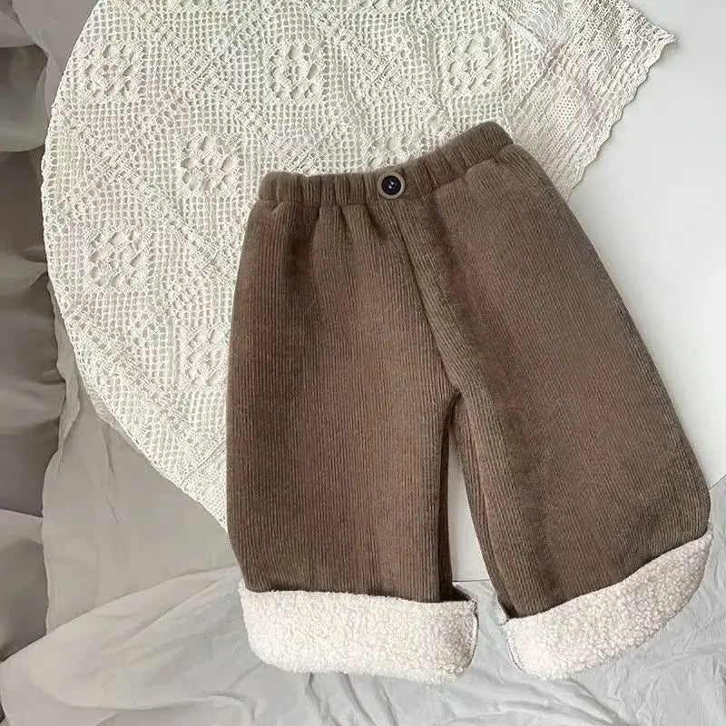 Coffee / 12M CloudLuxe Fleece-Lined Wide-Leg Pants